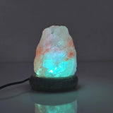 USB Colour Changing Salt Himalayan Lamp - Natural Shape Pink Rock LED Light - Close-Up Angle
