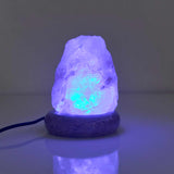 USB Colour Changing Salt Himalayan Lamp - Natural Shape Pink Rock LED Light - Low Angle