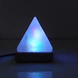 USB Colour Changing Salt Himalayan Lamp - Pyramid Shape Pink Rock LED Light - 45-Degree Angle