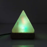 USB Colour Changing Salt Himalayan Lamp - Pyramid Shape Pink Rock LED Light - Low Angle