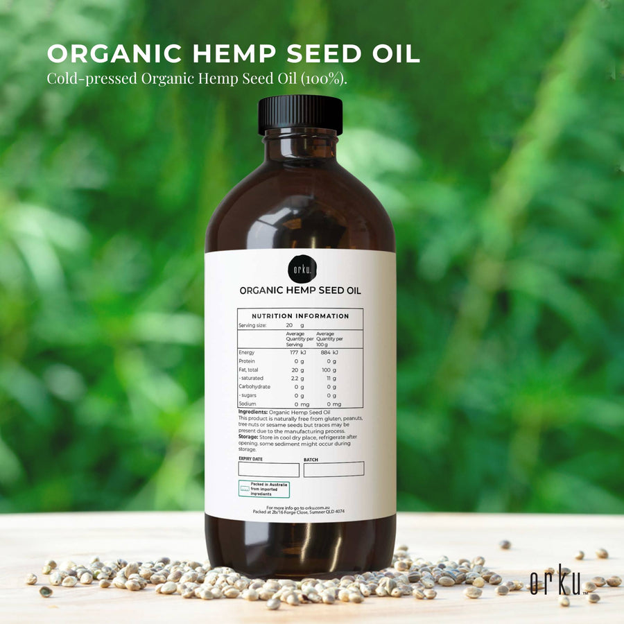Orku 500ml Organic Hemp Seed Oil - Cold Pressed Food Grade Oils