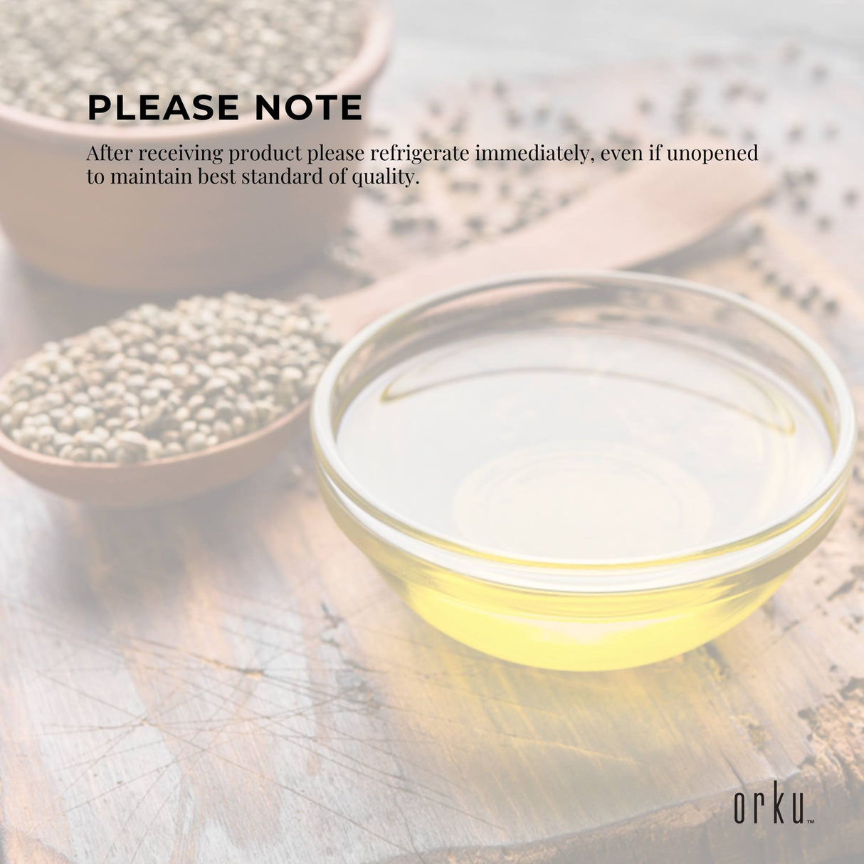 Orku 500ml Organic Hemp Seed Oil - Cold Pressed Food Grade Oils