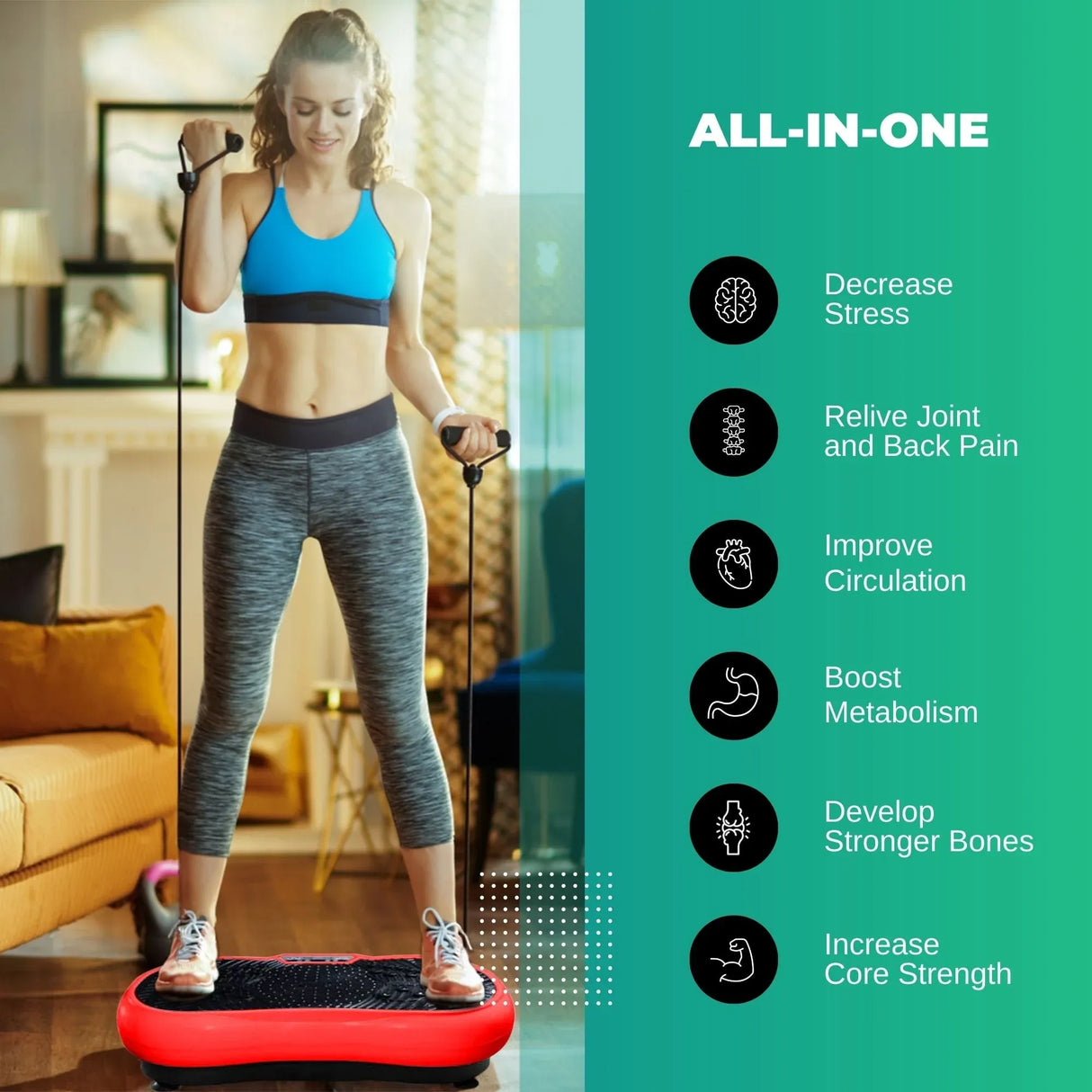 Social Hike Red Vibration Machine Platform - Exercise Plate Whole Body Workout