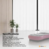 Social Hike 68cm Vibration Plate Machine Full Body Workout Platform Pink - Close-Up Angle