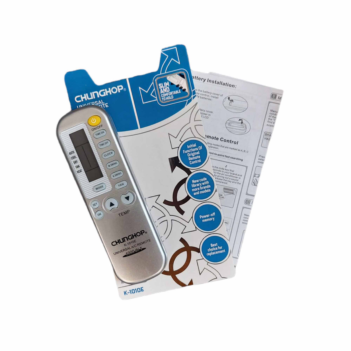Universal Silver Air Conditioner Remote Control - Compatible with DELONGHI DONGXIA DONGXINBAO ELCO