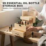 59 Slots Essential Oils Storage Box - Wooden 3-Tier Bottle Holder - Front View