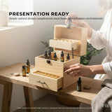Orku 59 Essential Oil Bottle Storage Box - Wooden 3 Tier Aromatherapy Organiser - 45-Degree Angle