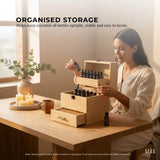 Orku 59 Essential Oil Bottle Storage Box - Wooden 3 Tier Aromatherapy Organiser - Rear View