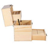 59 Slots Essential Oils Storage Box - Wooden 3-Tier Bottle Holder - Close-Up Angle