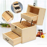 59 Slots Essential Oils Storage Box - Wooden 3-Tier Bottle Holder - Side View