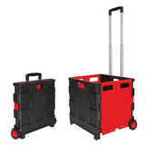 Foldable Shopping Cart - Portable Collapsible Wheeled Folding Trolley Crate - Side View