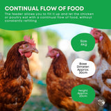 6Kg Automatic Chicken Feeder - Plastic Poultry Chook Hen Feeding Seed Bucket - 45-Degree Angle