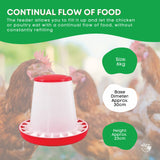 Rooster Farms 6Kg Automatic Chicken Feeder - Poultry Hen Feeding Seed Bucket - 45-Degree Angle