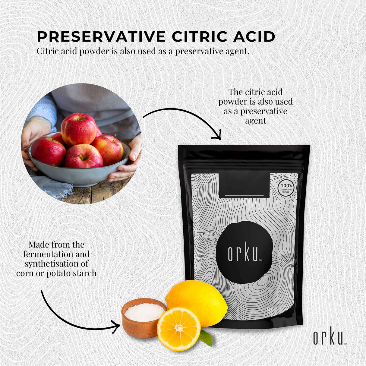 Food Grade 1Kg Citric Acid Powder - Non-GMO Anhydrous Preservative E330