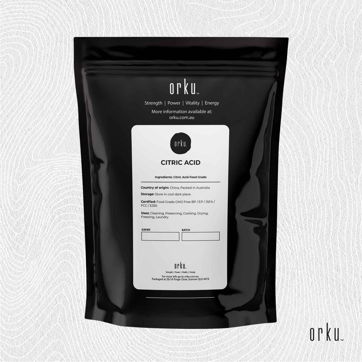 Orku 2Kg Citric Acid Powder - Food Grade Non GMO Anhydrous Preservative E330