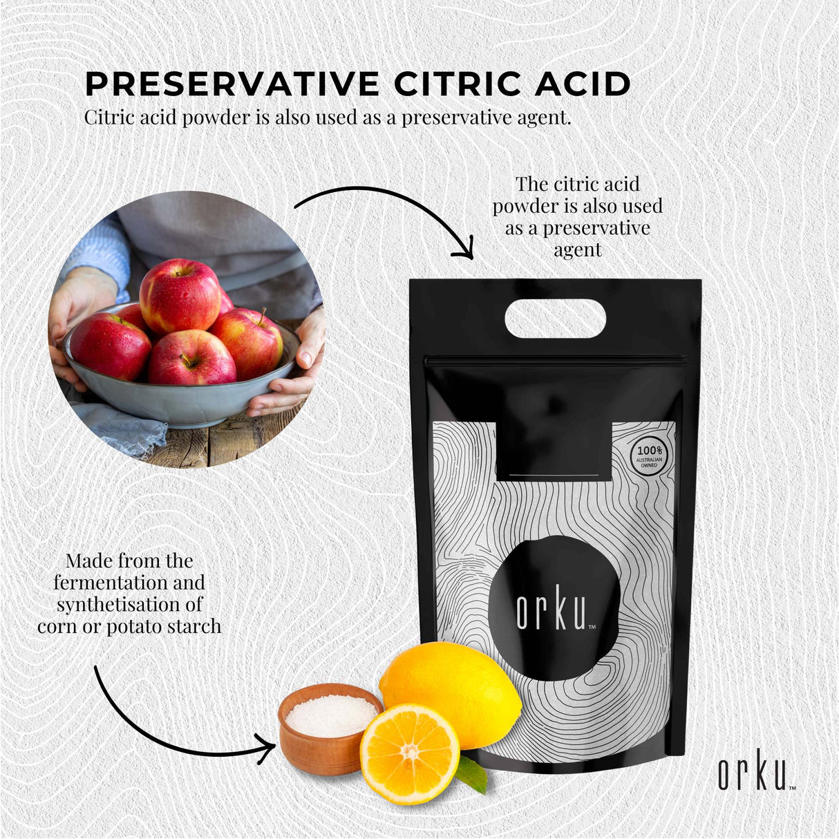 5Kg Food Grade Citric Acid Powder - GMO Free Preservative for Cooking and Manufacturing