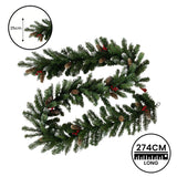 Christabelle 2.7m Christmas Garland with Pine Cones & Berries Pine Tree Decoration Ornament - Top-Down View