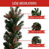 Christabelle 2.7m Christmas Garland with Pine Cones & Berries Pine Tree Decoration Ornament - 45-Degree Angle
