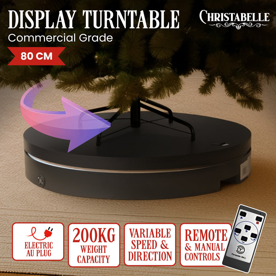 Christabelle 80cm 200kg Commercial Electric Display Turntable Power Outlet Black