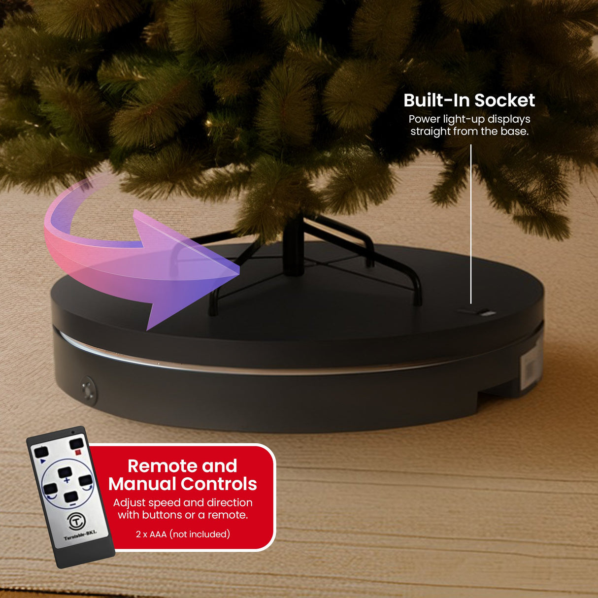 Christabelle 80cm 200kg Commercial Electric Display Turntable Power Outlet Black