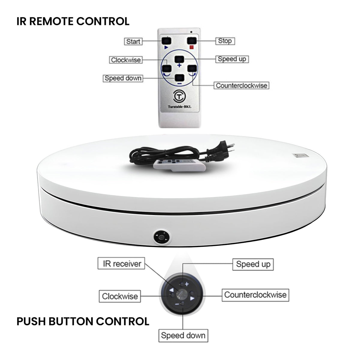 Christabelle 80cm 200kg Commercial Electric Display Turntable Motorised White