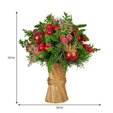 Christabelle 33cm Christmas Bouquet Pre-Decorated Holiday Floral Arrangement with Berries, Baubles & Pine Cones Festive Tabletop Centrepiece Decoration - Top-Down View