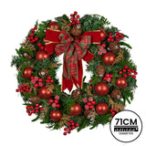 Christabelle Stunning 71cm Christmas Wreath Lush Red Baubles Berries Pine Cones and Bow Front Door Decoration