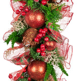 Christabelle 1m Christmas Garland with Red Berries & Pine Cones Baubles Berries Tree Decoration Ornament Red Green - Side View