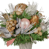 Christabelle 33cm Christmas Bouquet Pre Decorated Holiday Floral Arrangement w/Jewelled Baubles, Berries, Flowers & Pine - Side View