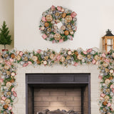 Christabelle Premium 100cm Christmas Garland Jewelled Baubles & Berries Tree Decoration Ornament Pink Silver Gold - Low Angle