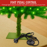 Christabelle 7.5ft Christmas Gremlin Tree Curved Top Red Bauble Built-in Green White LED Lights Control Base & Cord - Rear View