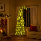 Christabelle 7.5ft Christmas Gremlin Tree Curved Top Red Bauble Built-in Green White LED Lights Control Base & Cord - Extra Image