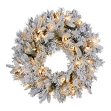 Christabelle Christmas Wreath Snowy Atica Pre-Lit with LED Lights Front Door Decoration Ornament