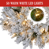 Christabelle Christmas Wreath Snowy Atica Pre-Lit with LED Lights Front Door Decoration Ornament - Rear View
