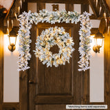 Christabelle Christmas Wreath Snowy Atica Pre-Lit with LED Lights Front Door Decoration Ornament - Close-Up Angle