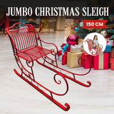 Christabelle Christmas Sleigh With Red Finish - Metal 150cm - Side View