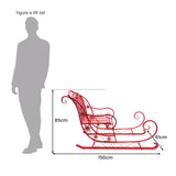 Christabelle Christmas Sleigh With Red Finish - Metal 150cm - Top-Down View