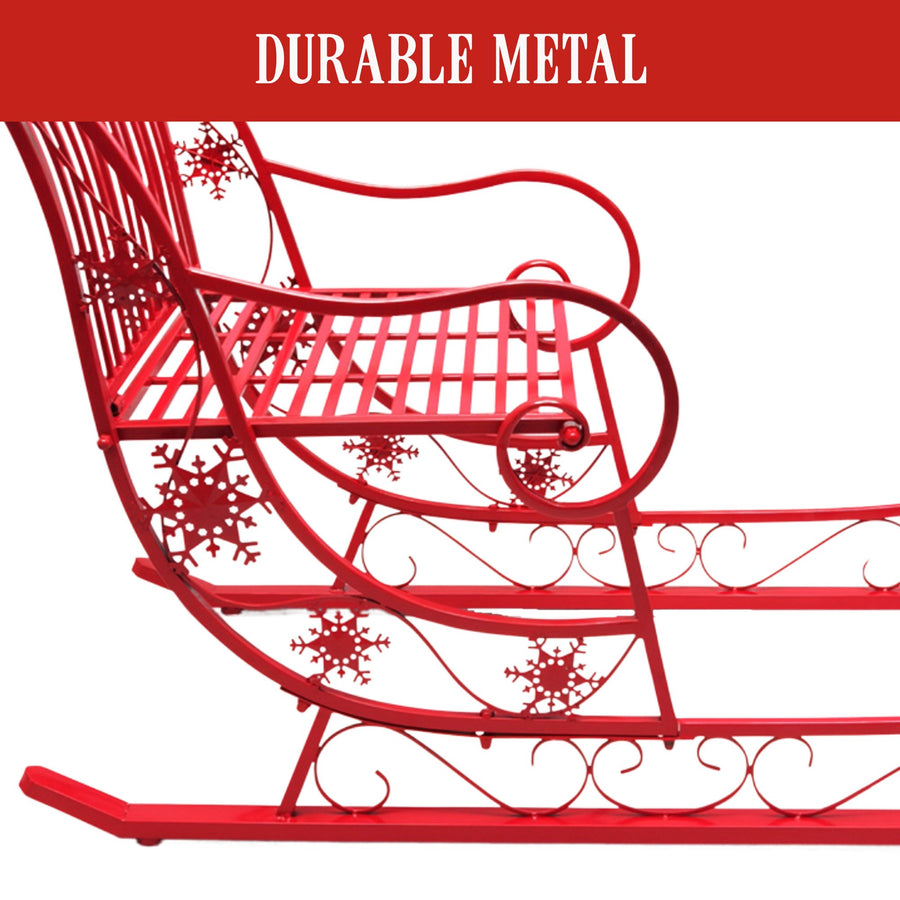 Christabelle Christmas Sleigh With Red Finish - Metal 150cm