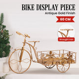Christabelle Antique Gold Bicycle Christmas Tree Display Decoration Ornament - Front View