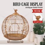 Christabelle Antique Gold Metal Art Iron Wrought Material Bird Cage Display Christmas Decor - Front View