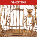 Christabelle Antique Gold Metal Art Iron Wrought Material Bird Cage Display Christmas Decor - Rear View