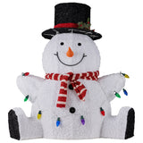 Christabelle 82cm Sitting Snowman Christmas Display with Lights - Front View