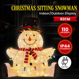 Christabelle 82cm Sitting Snowman Christmas Display with Lights - Side View