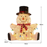 Christabelle 82cm Sitting Snowman Christmas Display with Lights - Top-Down View