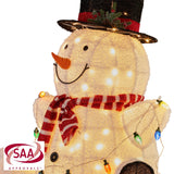 Christabelle 82cm Sitting Snowman Christmas Display with Lights - 45-Degree Angle