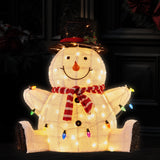 Christabelle 82cm Sitting Snowman Christmas Display with Lights - Close-Up Angle