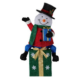 Christabelle 85cm Christmas Snowman On Presents Display with Lights - Front View