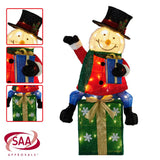 Christabelle 85cm Christmas Snowman On Presents Display with Lights - 45-Degree Angle