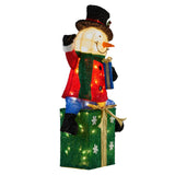 Christabelle 85cm Christmas Snowman On Presents Display with Lights - Low Angle
