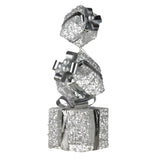 Illuminated Silver Christmas Gift Box Stack Display - 83cm Tall - Front View